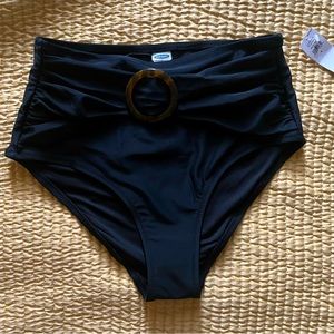 Old Navy Black High Waisted Swim Bottoms with Tortoiseshell Detail